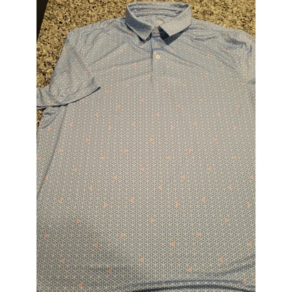 Members Mark Performance Polo XL Glacier Blue Pinwheel Pop ‎ Mens Shirt